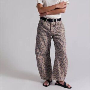 Free People We The Free Good Luck Printed Barrel Jeans